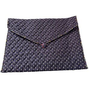 Vintage Vera Bradley Fleur de Lis Quilted Envelope Pouch Navy Made USA